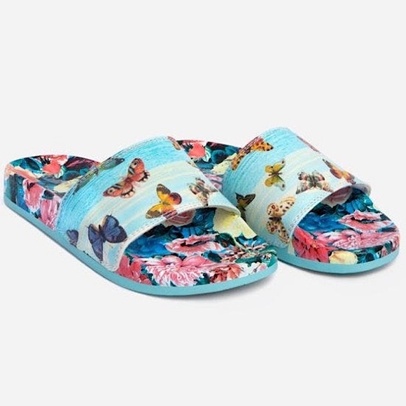 Johnny Was Costa Azul Butterfly Pool Slides Sandal 6 - Picture 1 of 9